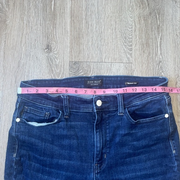 JUDY BLUE Beckley Mid Rise Skinny Jeans dark denim blue wash size 15 32 - Picture 5 of 10